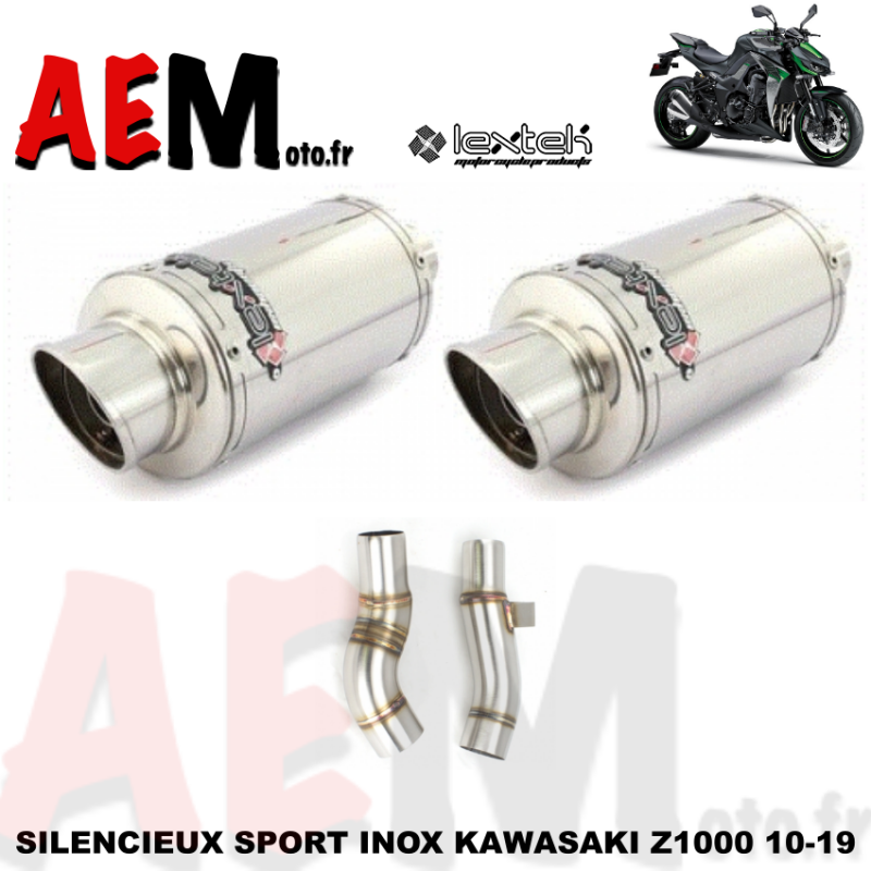 Silencieux sport inox LEXTEK Kawasaki Z1000 2010-2019