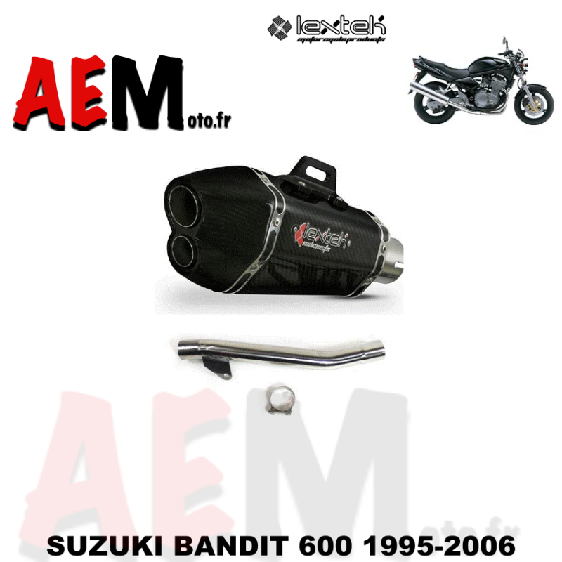 Silencieux sport carbone LEXTEK SUZUKI BANDIT 600 1995-2006