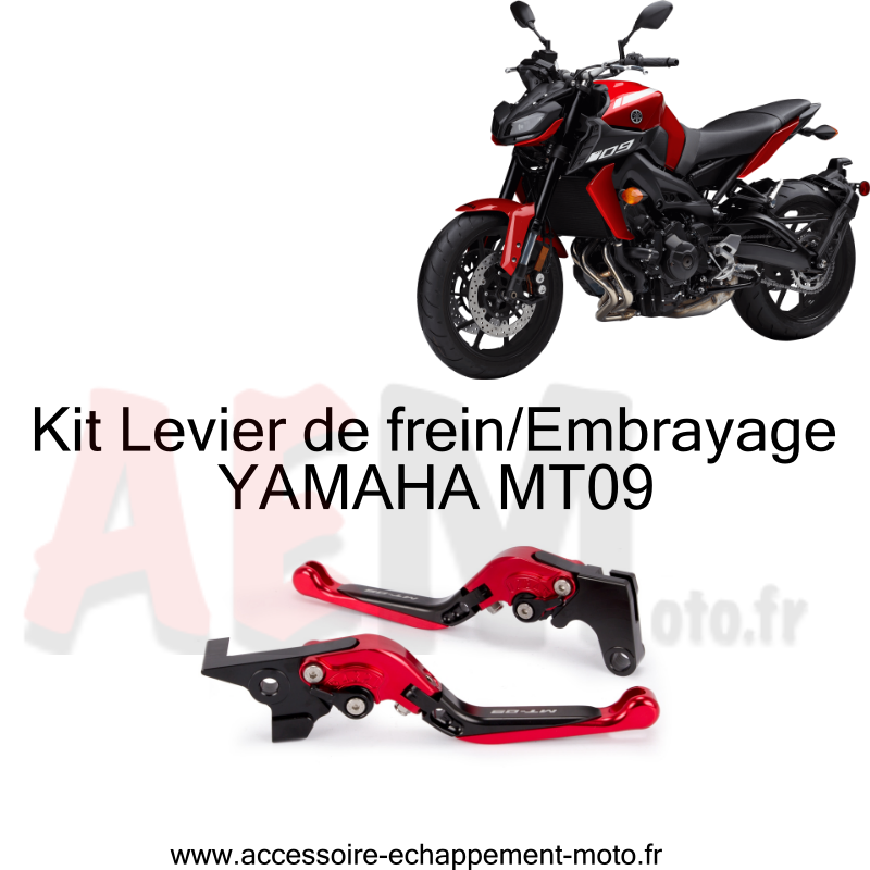 Paire de levier de frein & embrayage aluminium Rouge Yamaha MT09